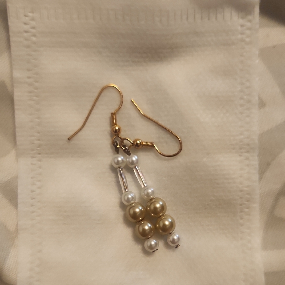 Vantel Pearls Gold and Silver Earrings with Cascading Design